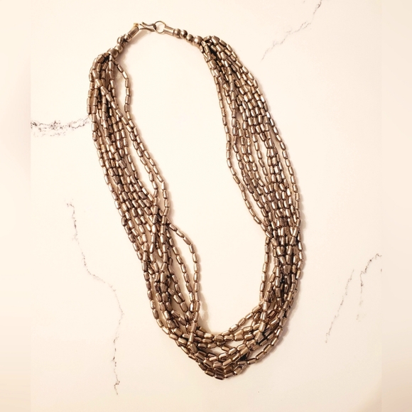 Rare Vintage Silvertone Alloy Necklace 9 Strand 23" - Picture 1 of 3